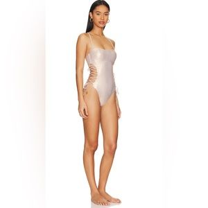Luli Fama - Golden Luli Lace Up One Piece in Gold - New With Tags!